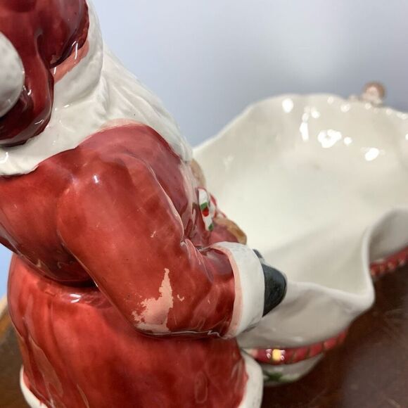 Fitz and Floyd 1987 Ceremic Santa Christmas Decorative Dish Red White  8"x12" - Picture 5 of 10